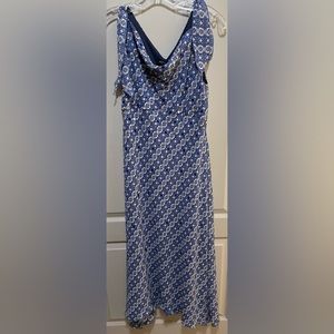 Jonathan Martin Blue Lined Long Dress With Tie Straps Size 16